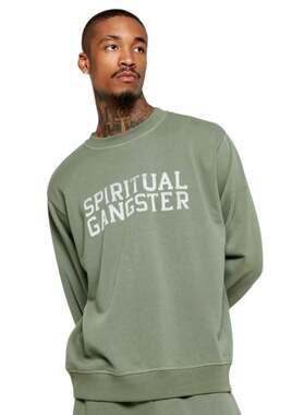 Spiritual Gangster Green Logo Crewneck Pullover Sweatshirt